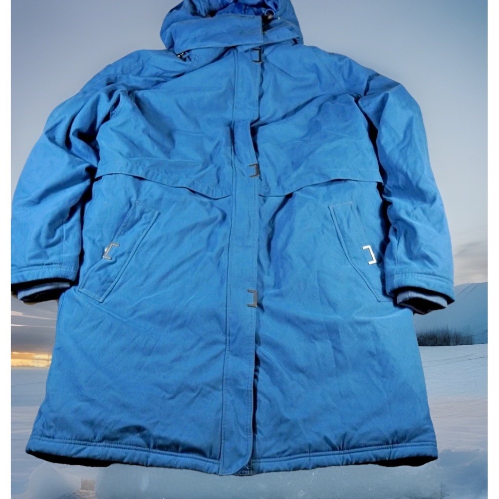 Cabelas Jacket Dry Plus Mens XL Blue Parka Coat Removable‎ Hood Water Repellent